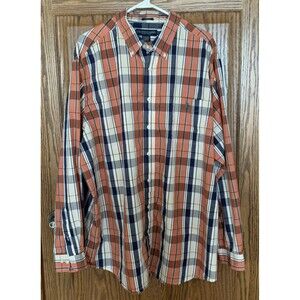 US Polo Assn Button Down Plaid Shirt Mens 2XLT Cotton Blend Stretch Preppy